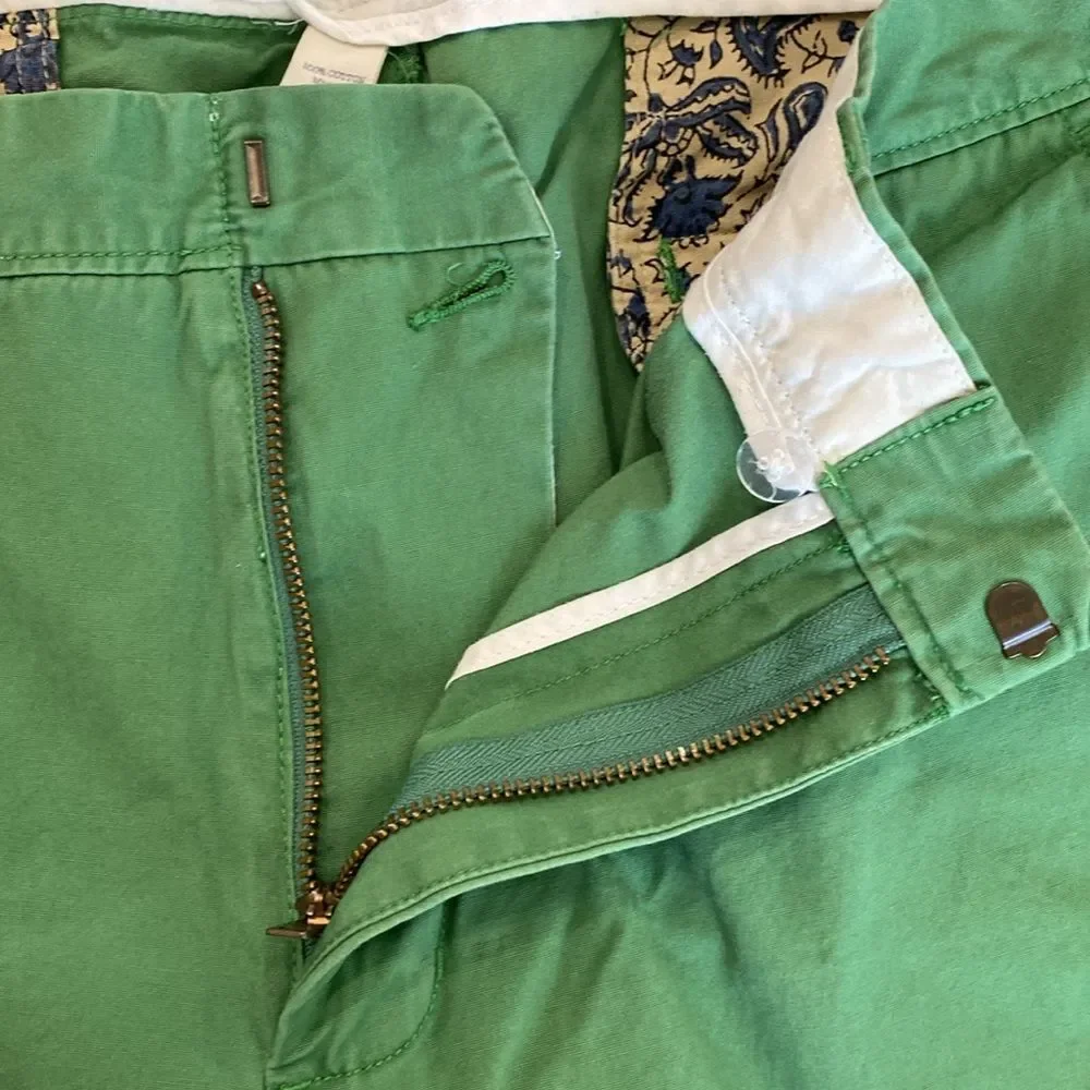 J. Crew 100% Cotton Flat Front Chino Shorts Green Men’s Size 38 10.5” Inseam